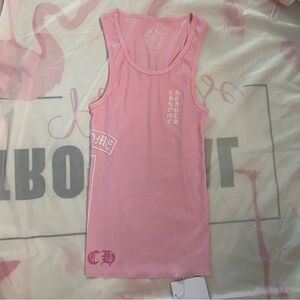 Chrome Hearts Script Logo Tank Top Pink